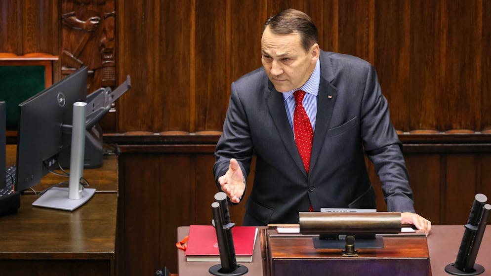 Polens Aussenminister Radoslaw Sikorski am Mittwoch im Parlament in Warschau. 