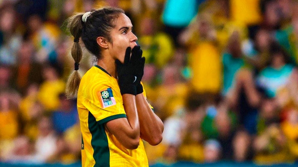 Mary Fowler gioca per l'Australia alla Coppa del Mondo femminile del 2023.