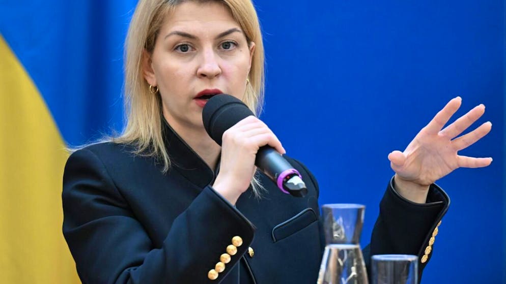 ARCHIV - Olha Stefanischyna spricht bei einer Pressekonferenz (Archivbild). Foto: Helmut Fohringer/APA/dpa