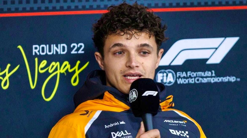 World championship leader Lando Norris provides information in the run-up to the Las Vegas GP.