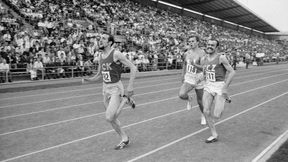 The Letzigrund through the ages. Sprinting on the Letzigrund's new tartar track in 1969.