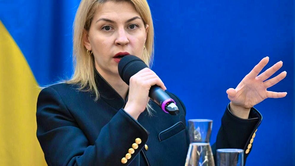 ARCHIVE - Olha Stefanishyna speaks at a press conference (archive photo). Photo: Helmut Fohringer/APA/dpa