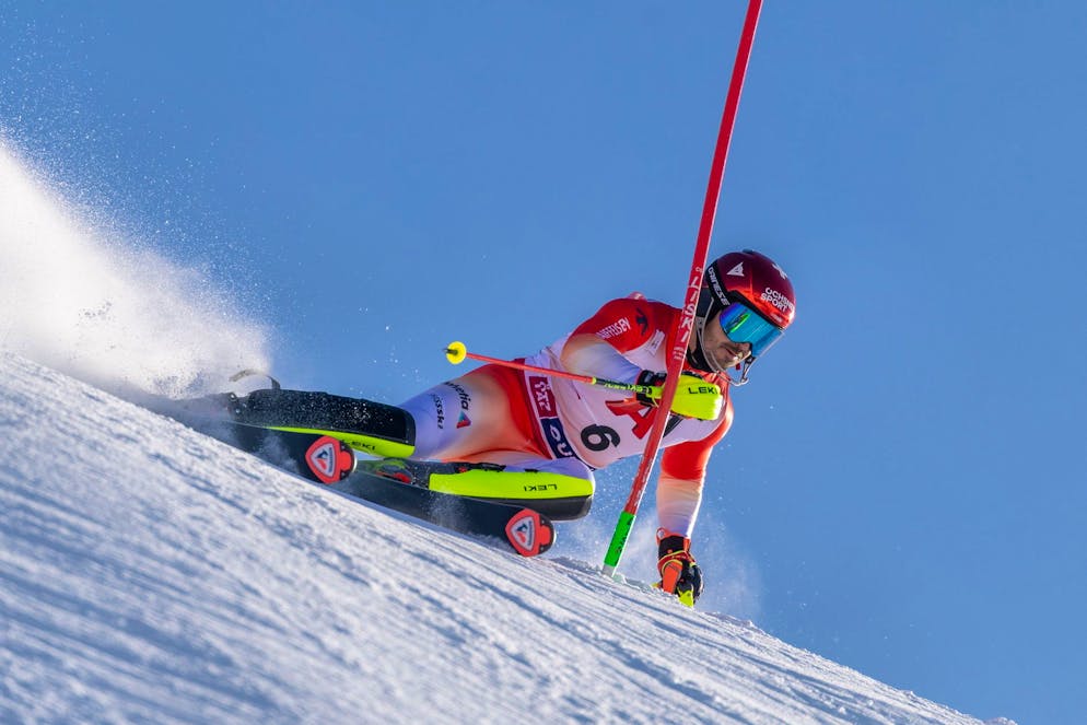 Loïc Meillard scheidet in Gurgl im 2. Lauf aus.