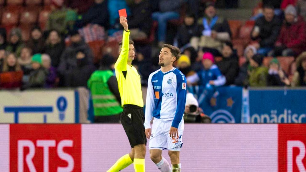 Grasshoppers received two of the three sending-offs handed out by referee Luca Piccolo