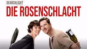 Michael Douglas, Kathleen Turner und Danny DeVito im Filmplakat zu Die Rosenschlacht, einer schwarzen Komödie über ein bitteres Scheidungsduell.