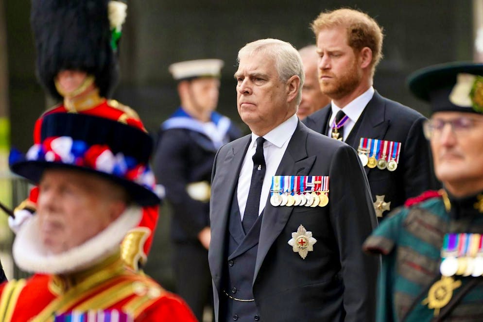 Prince Andrew in Westminster Abbey at the funeral of Queen Elizabeth II in London in September 2022.