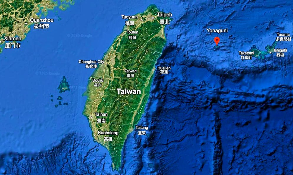 Location of Yonaguni.