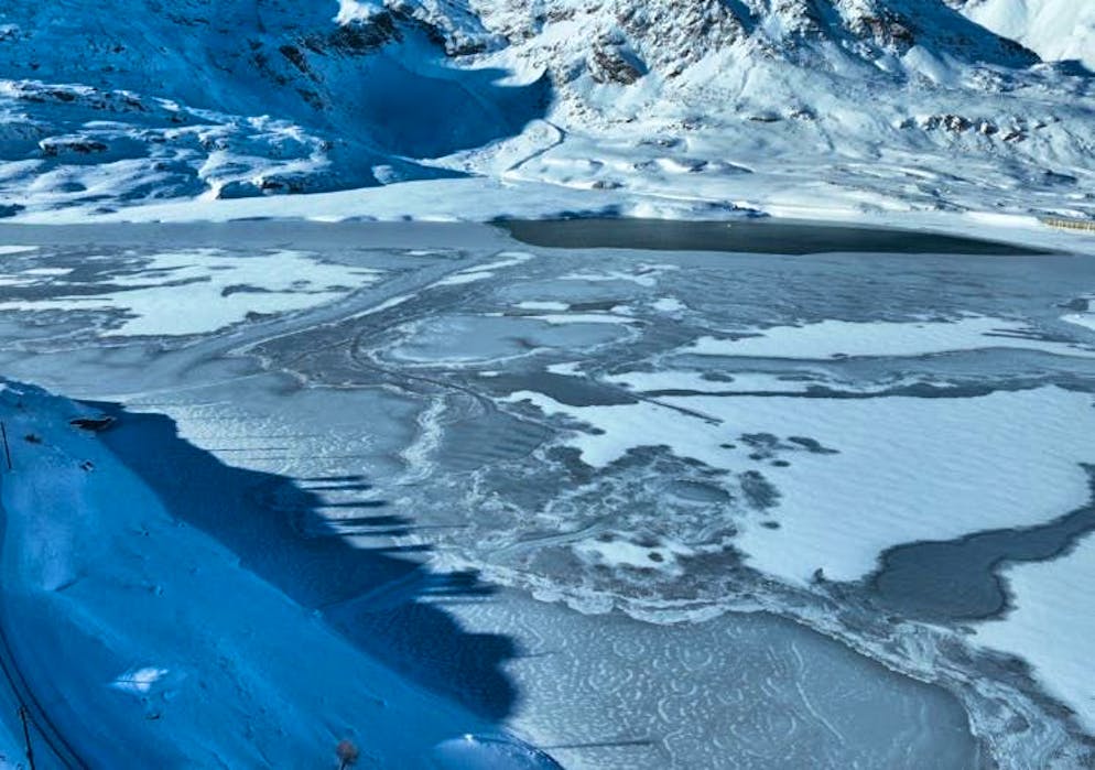 The man broke into the ice cover of Lago Bianco.