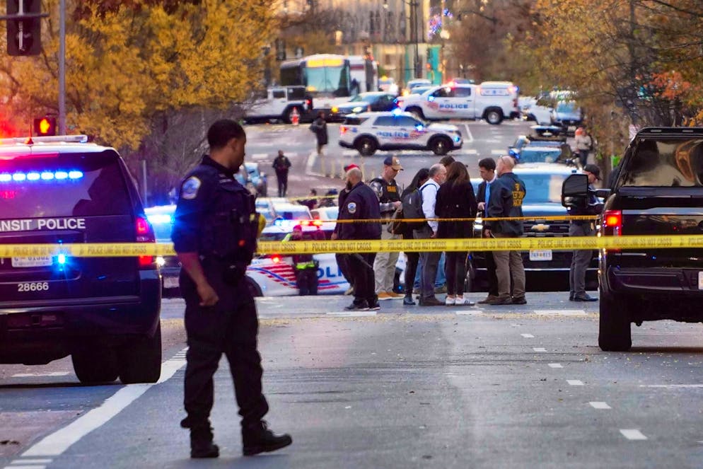 Closed-off streets in Washington on November 26.