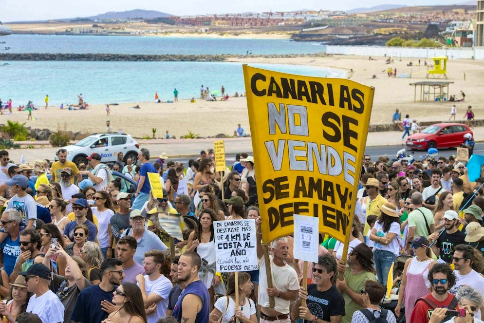 Residents of the Canary Islands protest against the rising cost of living.