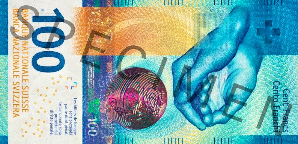 That's right: the word "Specimen" must cover a large part of the banknote.