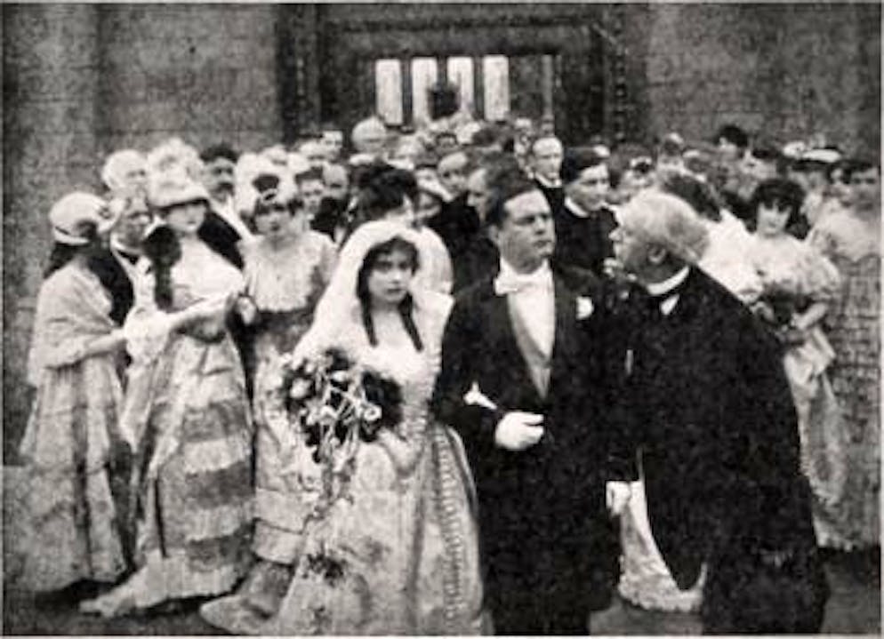 Scene from the silent movie "Black Friday" from 1916.