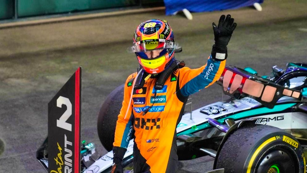 Oscar Piastri celebrates sprint victory after title challenge