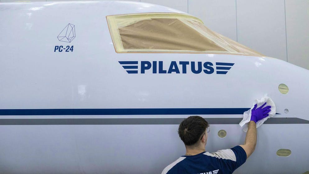 A PC 24 aircraft from Pilatus Flugzeugwerke Stans in a production hall in Stans NW. (archive picture)