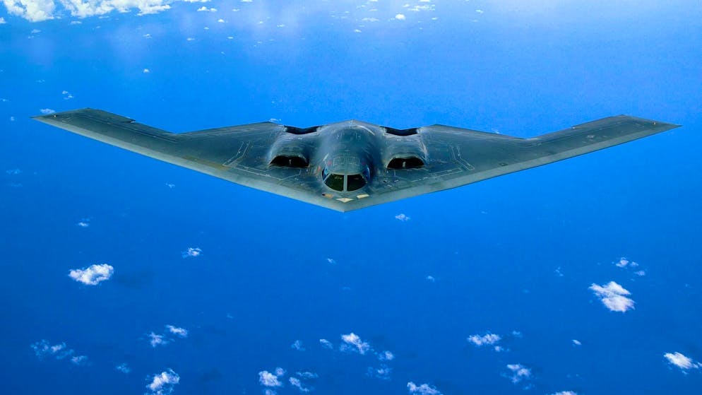 A US Air Force B-2 bomber manufactured by US defense contractor Northrop Grumman. (archive image)