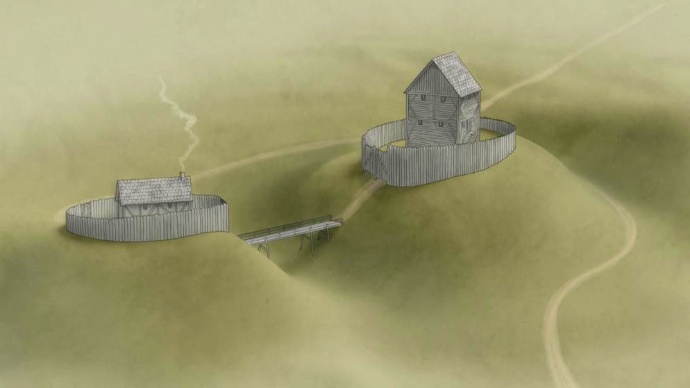 È possibile ipotizzare quale potesse essere l'aspetto della fortezza: si trattava con ogni probabilità di una torre in legno a più piani, protetta da una palizzata e da profondi fossati.