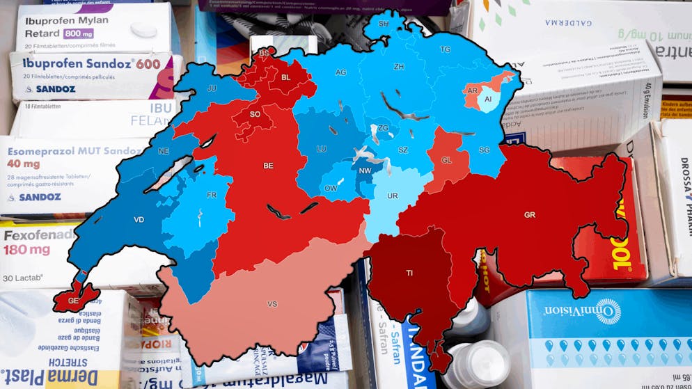 In gewissen Regionen bezahlt man deutlich mehr für Medikamente. 