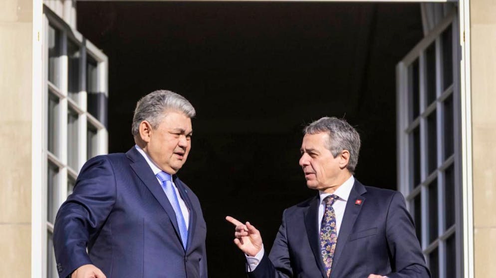 Le conseiller fédéral Ignazio Cassis a reçu son homologue kazakh Yermek Kocherbaïev à Berne.