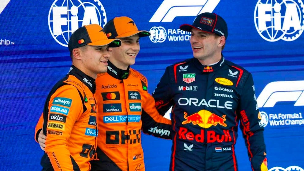 One of the trio Lando Norris, Oscar Piastri and Max Verstappen (from left to right) will become Formula 1 World Champion 2025 on Sunday