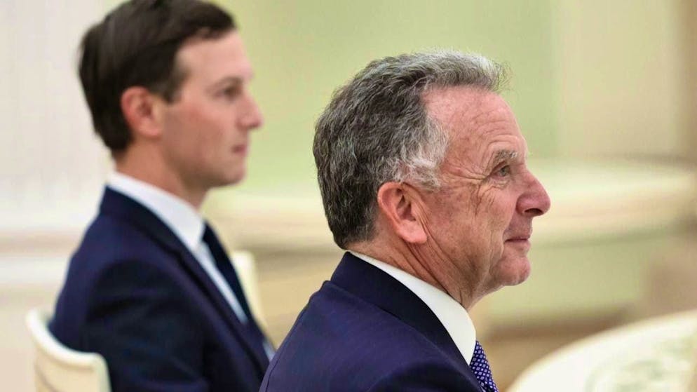 This photo provided by the Russian state news agency Sputnik via AP shows US Special Representative Steve Witkoff (r) and Jared Kushner, son-in-law of US President Trump, during a meeting with Russian President Putin at the Kremlin Senate Palace in the Russian capital. Photo: Alexander Kazakov/Sputnik, Kremlin Pool via AP/dpa - ATTENTION: For editorial use only and only with full attribution of the above credit