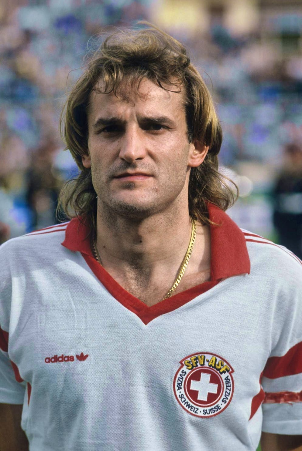 Heinz Hermann in the Adidas shirt (1987).