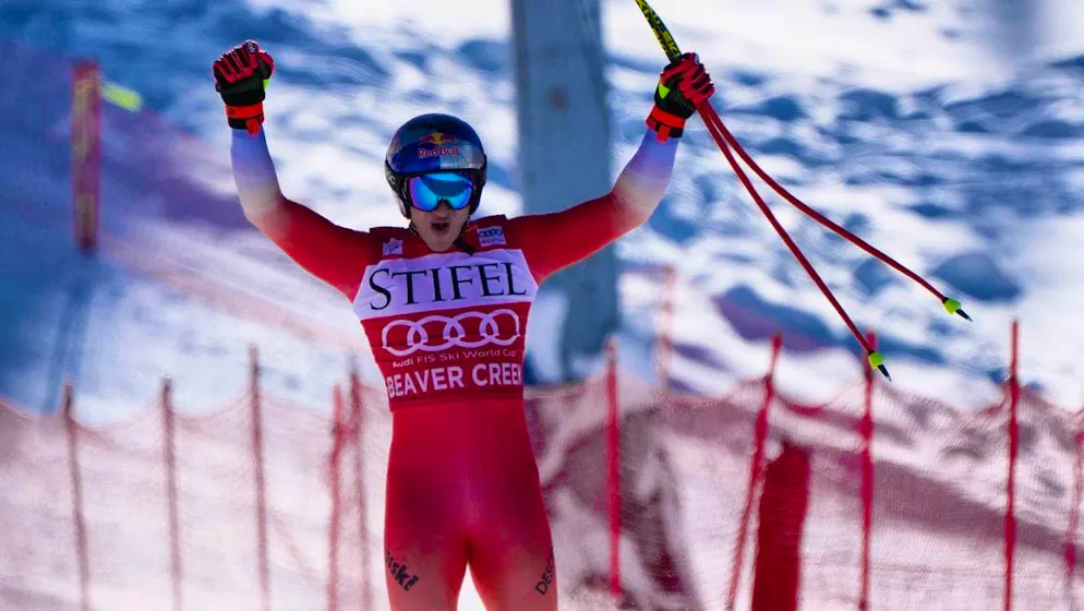 Marco Odermatt wins a downhill race on the Birds of Prey for the first time.