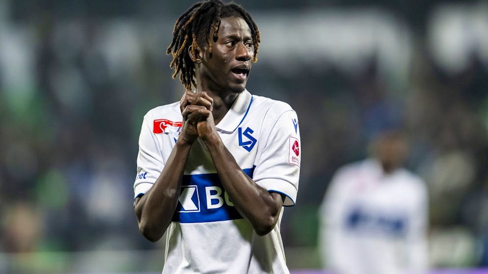 Gaoussou Diakité (LS) lors de la rencontre entre Yverdon et Lausanne, visiblement mécontent.