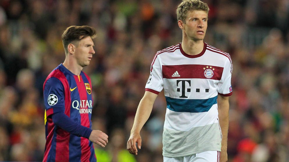 Thomas Müller face à Lionel Messi durant la demi-finale de 2015, entrée dans la légende (archives).