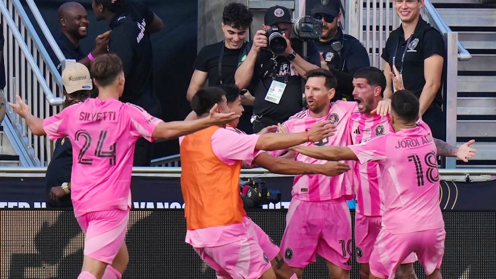 Inter Miami mit Lionel Messi (Mitte) jubelt im Playoff-Final gegen Vancouver und wird Meister der Major League Soccer