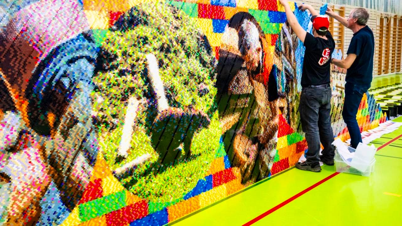 Spielwaren. Yverdon-les-Bains holt Weltrekord für grösstes Lego-Wandbild