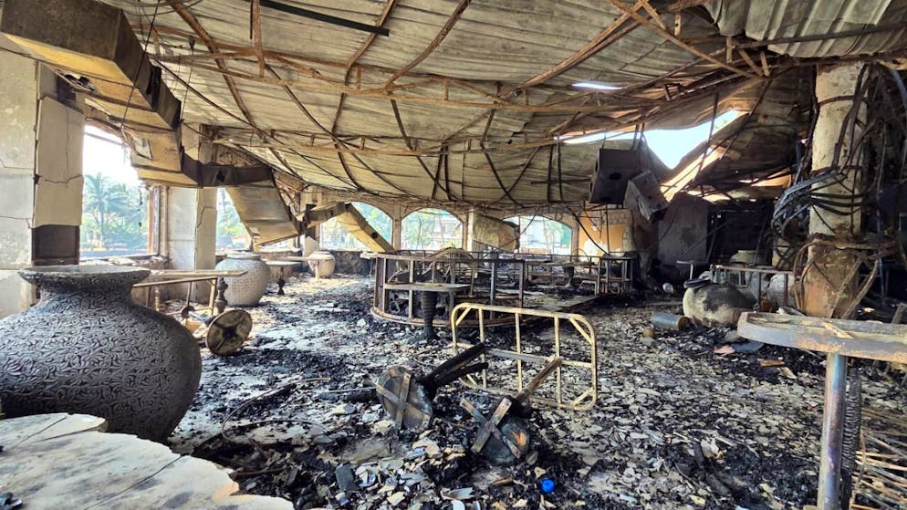 Der ausgebrannte Nachtclub in Arpora. Foto: Uncredited/AP/dpa