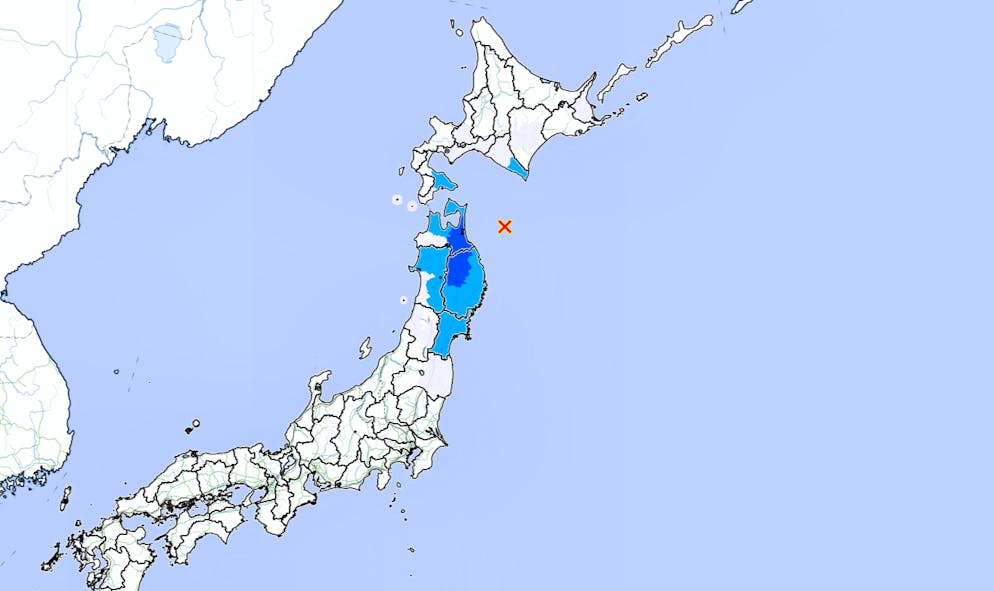 Das Epizentrum des Erdbebens befand sich rund 80 Kilometer vor der japanischen Küste.