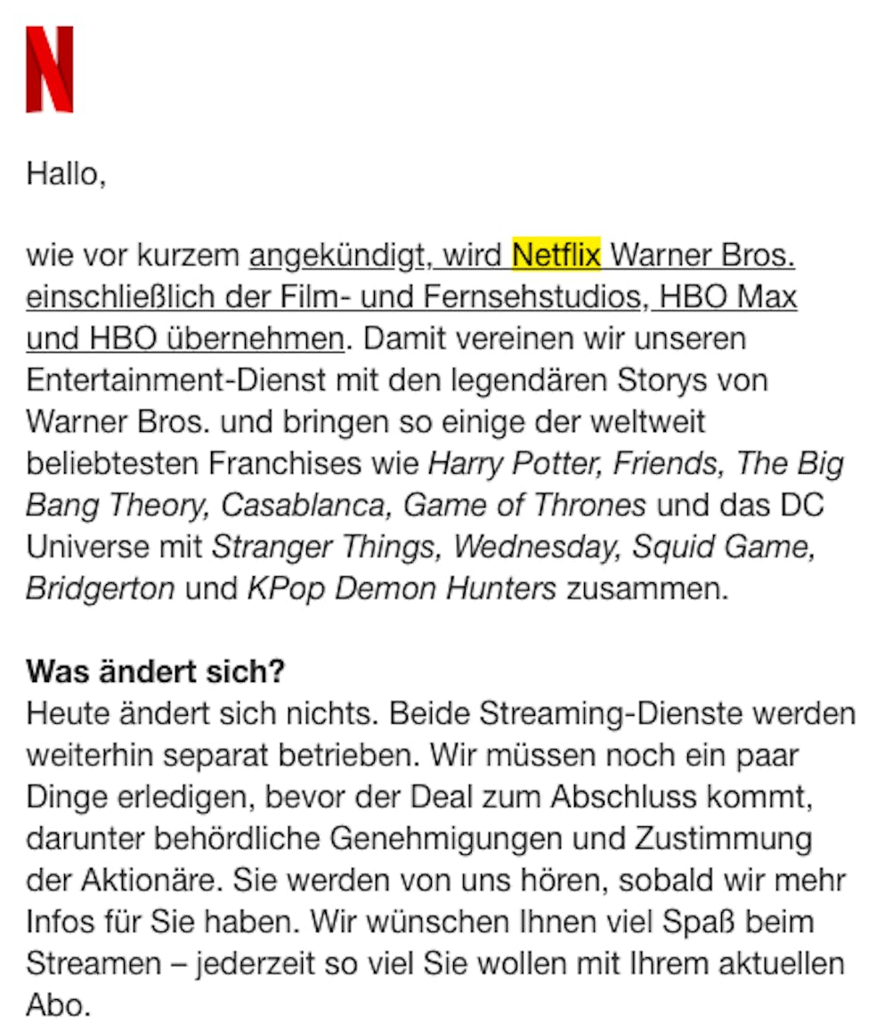 Zu früh gefreut: Den Schweizer Netflix-Kunden wird verkauft, dass der Deal schon in trockenen Tüchern ist.