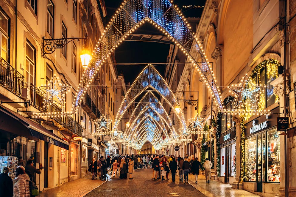 l villaggio di Natale di Lisbona è ospitato nell'iconico Parque Eduardo VII.