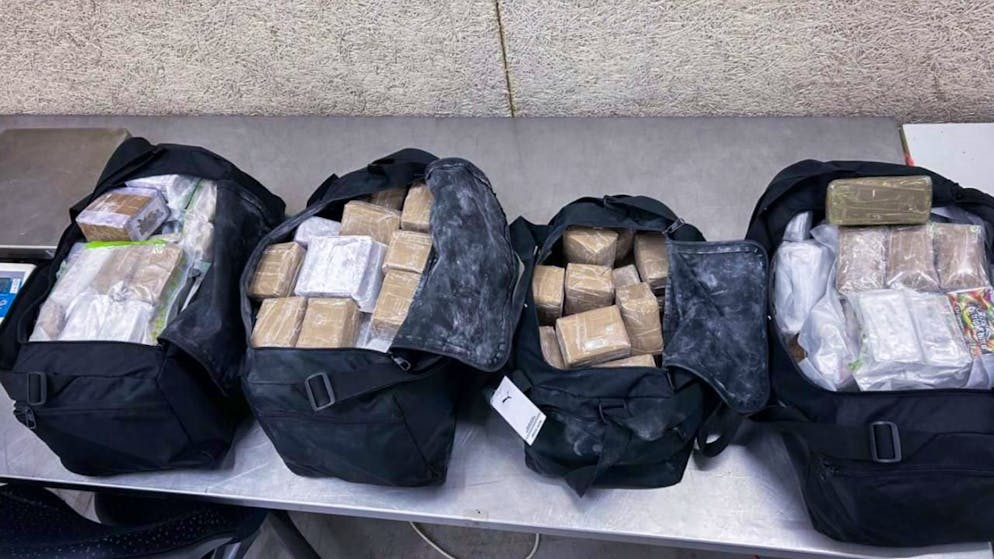 Le haschich se trouvait dans quatre sacs de sport dissimulés à l'arrière du véhicule.