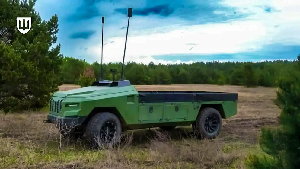 The unmanned ground drone "Protector" was originally developed for logistical purposes.