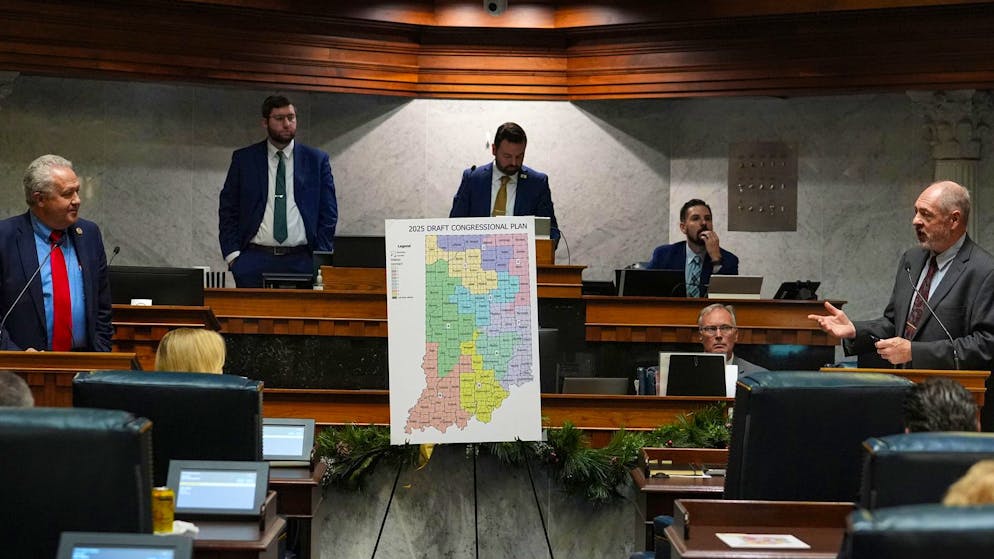 Diskussion über den Zuschnitt von Wahlkreisen im von Republikanern dominierte Senat im Bundesstaat Indiana. (12. Dezember 2025)