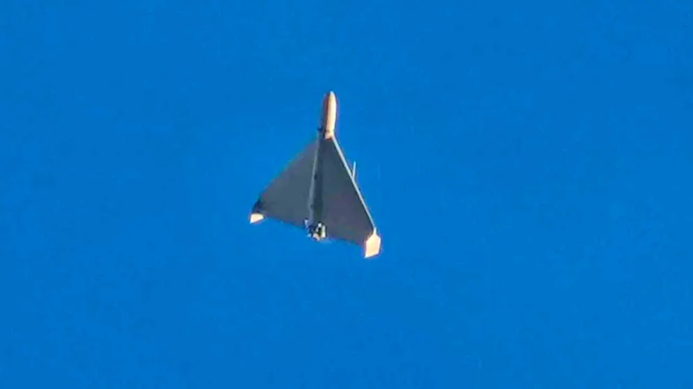 ARCHIVE - Presumably an Iranian-made Shahed 136 (Shahed 136) combat drone. Russia often uses these drones to strike targets in Ukraine. Photo: Efrem Lukatsky/AP/dpa