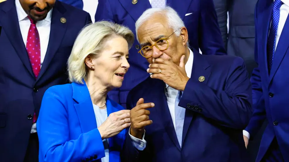 La presidente della Commissione europea  Ursula von der Leyen e il presidente del Consiglio europeo Antonio Costa. (foto d'archivio)