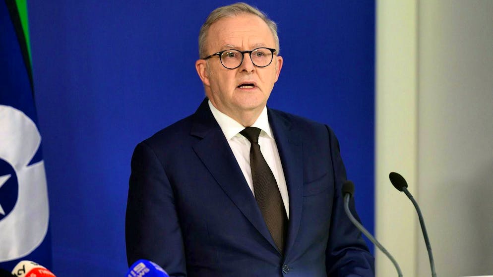 Australia's Prime Minister Anthony Albanese at a press conference on Monday.