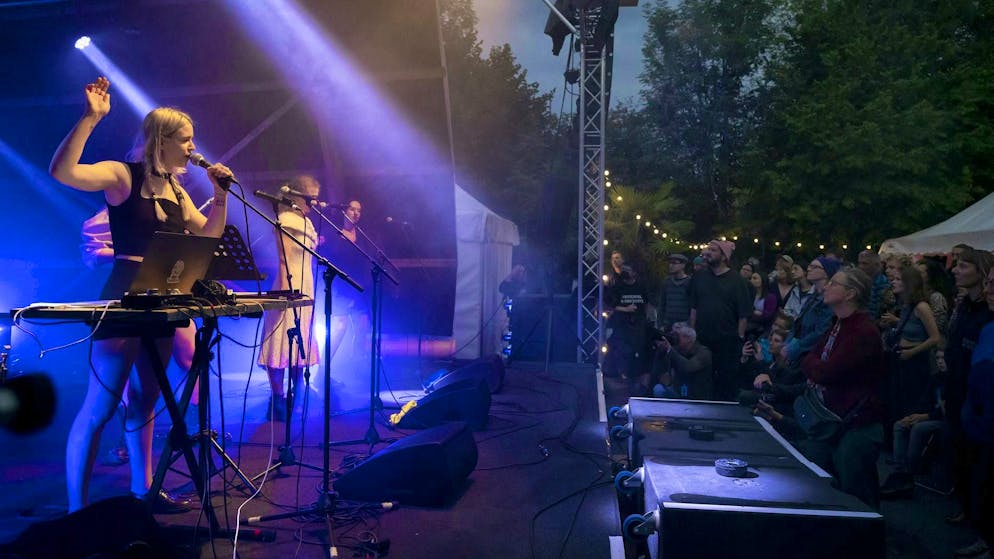 Members of Pussy Riot give a concert in Rubigen BE on August 30, 2022.