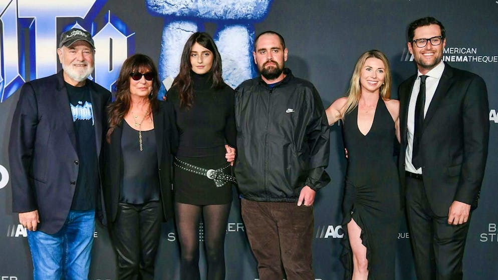 Rob Reiner (from left to right), Michele Singer Reiner, Romy Reiner, Nick Reiner, Maria Gilfillan and Jake Reiner at the premiere of "Spinal Tap II: The End Continues" on September 9, 2025 in Hollywood.