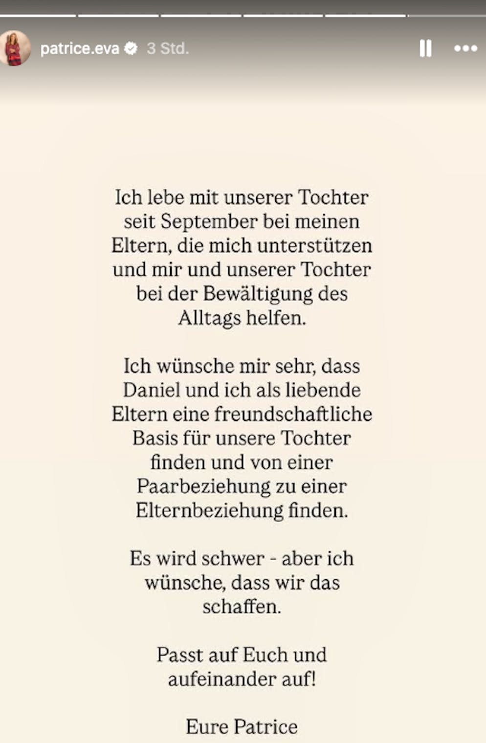 Patrice Aminati und ihr Ehemann Daniel haben sich getrennt. Die Moderatorin bestätigt das Liebes-Aus via Instagram-Story.