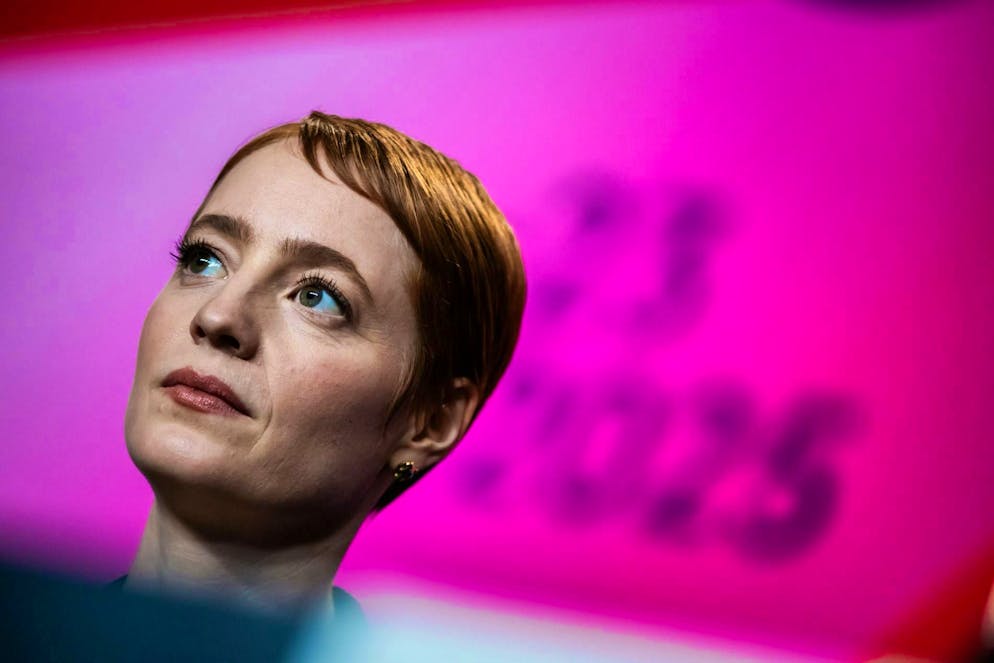 Leonie Benesch at a media conference for the film "Heldin" in Berlin.