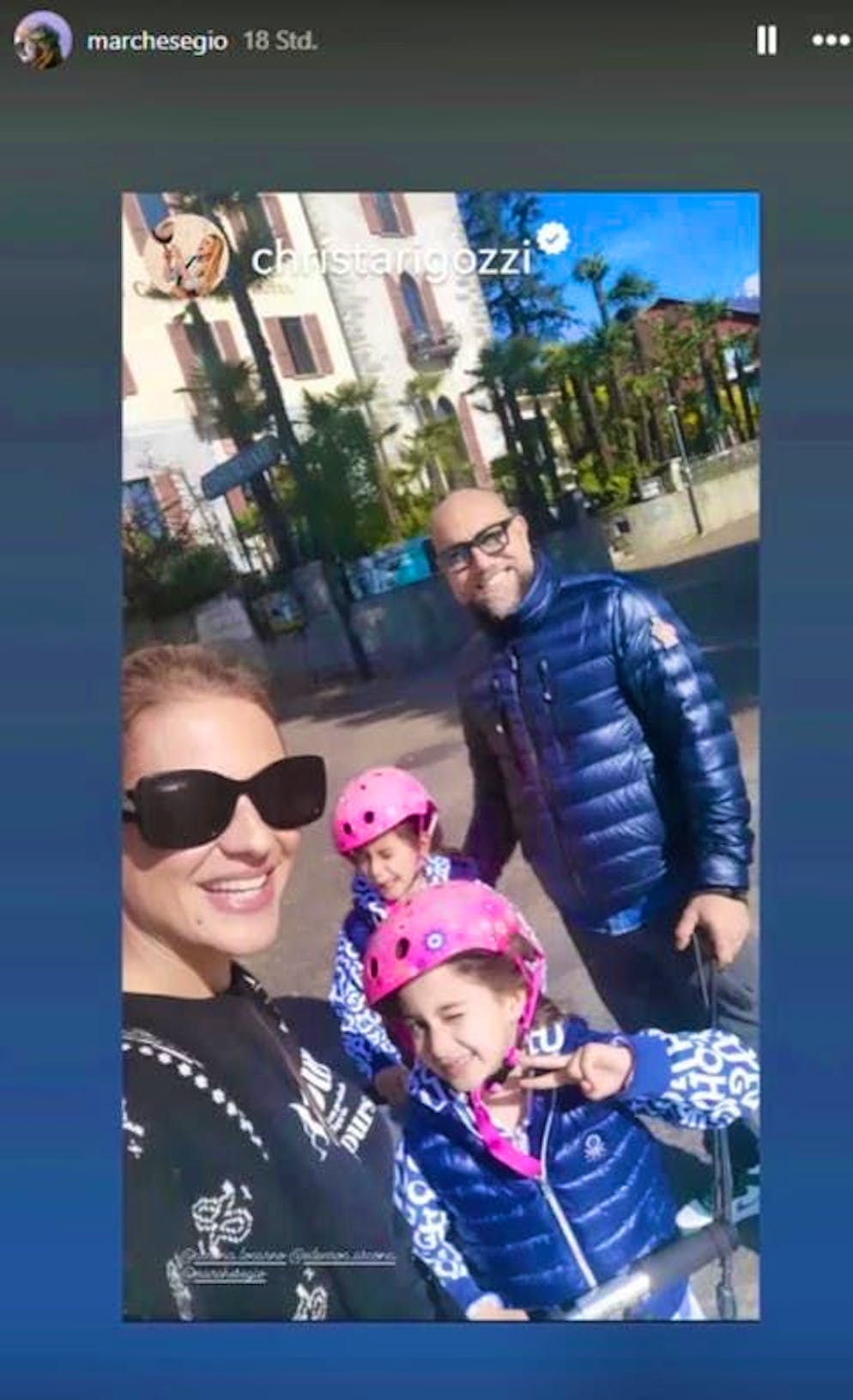 Giovanni Marchese's Instagram story shows the Marchese-Rigozzi family of four on a trip to Ascona.