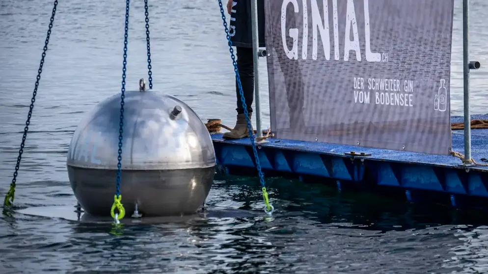 Alcoholic treasure. Missing ball of gin found in Lake Constance