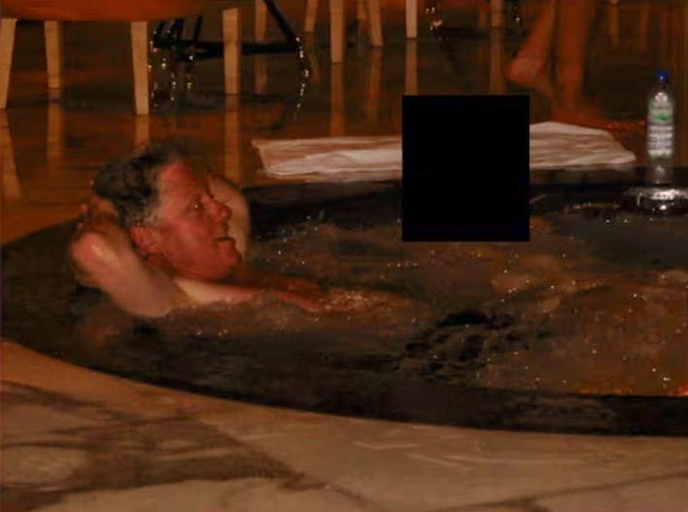 What is Bill Clinton doing in the Epstein pool?