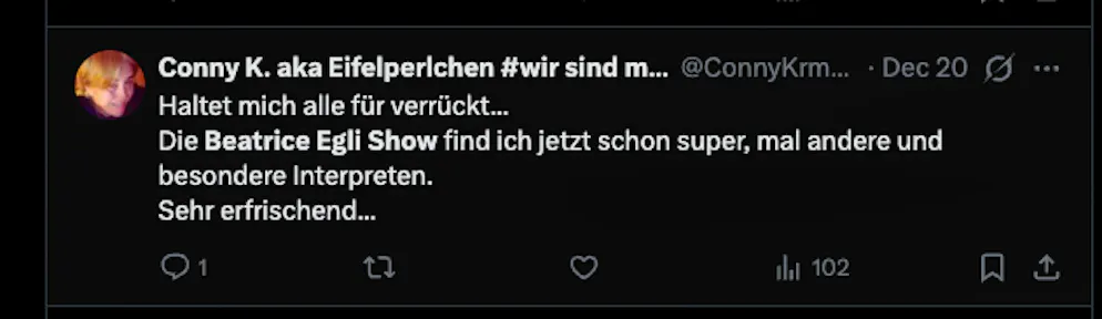 Auch von Userin Conny K. gibt es Lob für die Sendung.