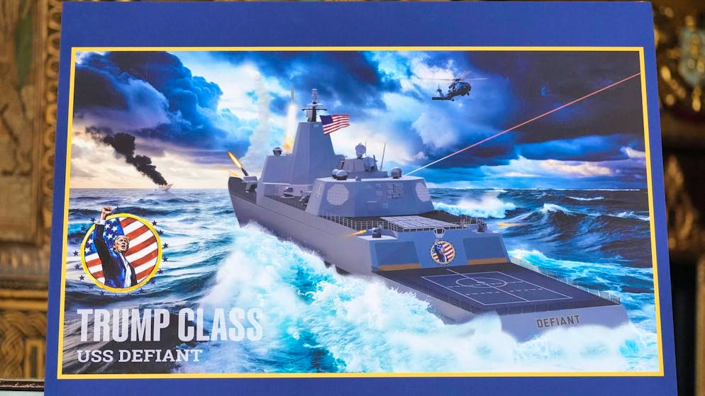 Trump announces construction of new battleships - Gallery. Image of the planned warship "Defiant" is to have cannons, lasers - and laser cannons.