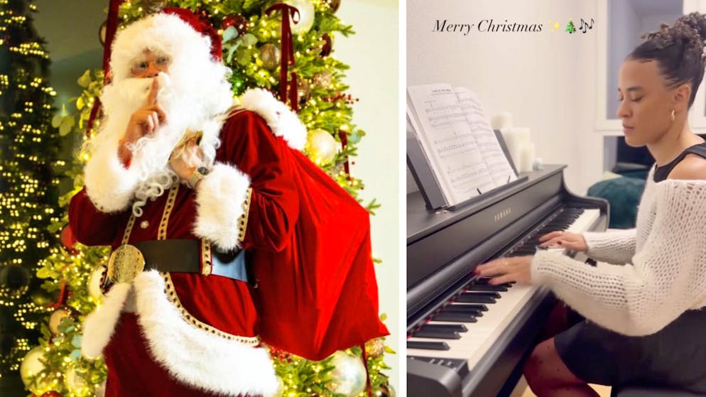 So feiern die Sport-Stars Weihnachten. Fussball-Star verkleidet sich als Samichlaus ++ Ditaji Kambundji beweist Talent am Klavier
